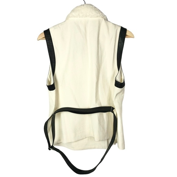 Chico's Black Label White Shearling Vest 1 / M 8 - Picture 3 of 4